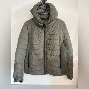 Hooded Quilted Water Repellent Jacket flawed green size XL